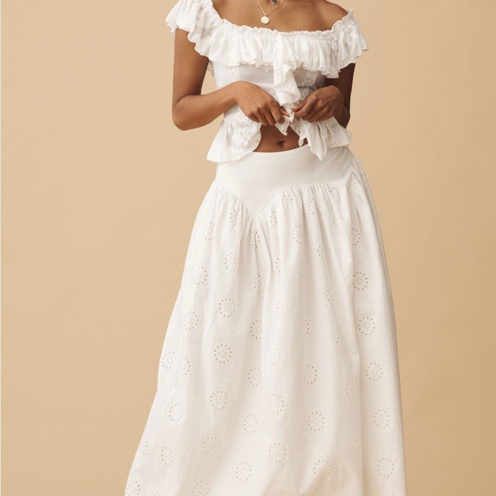 White Ruffled Tiered Maxi Skirt for Brides